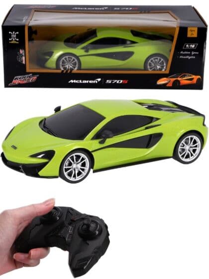 McLaren 570S Radiostyrt bil med lys - neongrønn 28 cm