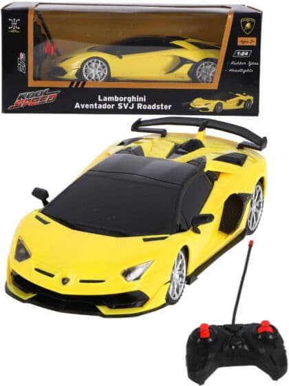 Lamborghini Aventador Radiostyrt bil med lys - gul 20 cm