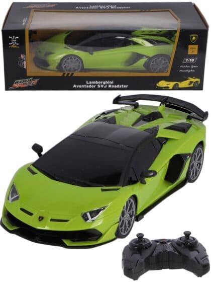 Lamborghini Aventador Radiostyrt bil med lys - neongrønn 31 cm
