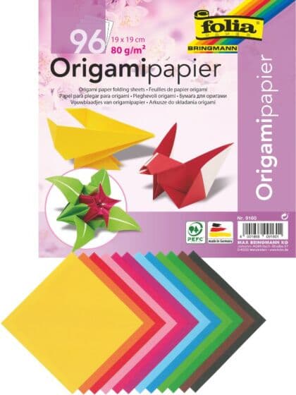 Folia Origamipapir 19x19 cm - 96 arki 12 farger