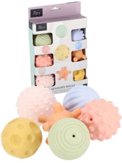 Jipy Sensoriske lekeballer for baby - 6 stk