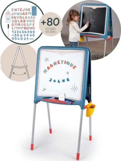 Smoby tavle med to sider - sammenleggbar med magnetiske bokstaver og tall