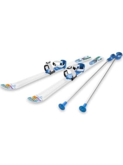 Baby skisett 90 cm blå – barneski med staver og justerbare bindinger