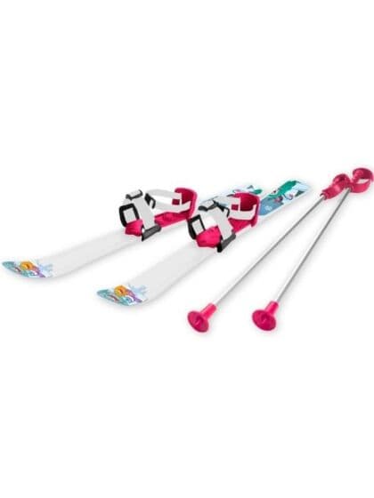 Baby skisett 90 cm rosa – barneski med staver og justerbare bindinger