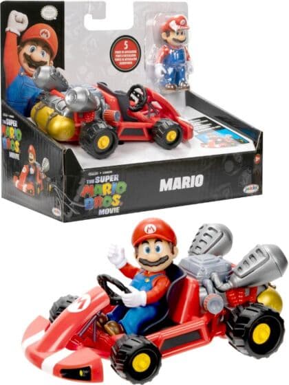 Super Mario Bros Movie figursett - Mario-figur med pull back kart racer - 6 cm