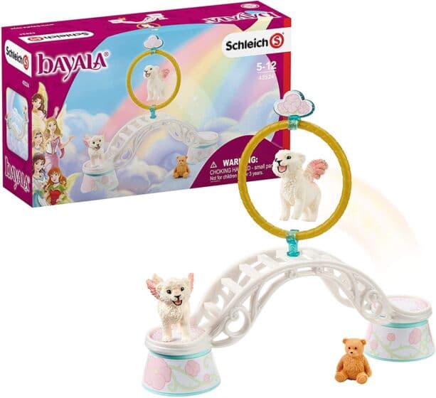 Schleich Bayala trening av bevingede løveunger 42524 - lekesett med 2 løveunger og tilbehør - 9 deler