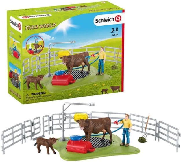 Schleich Farm World vaskestasjon for kyr 42529 - med ku og kalv