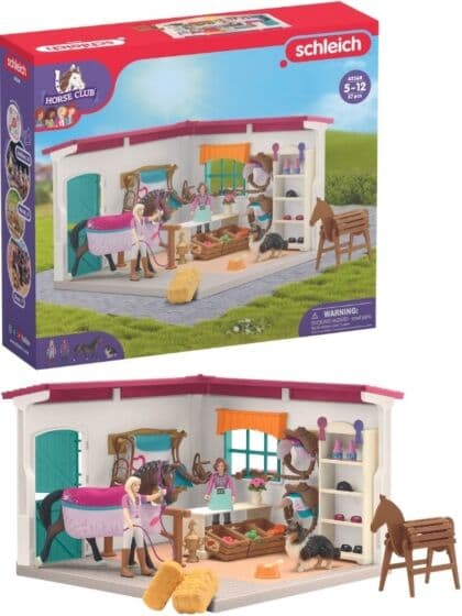 Schleich Horse Club hestebutikk 42568 - lekesett med 2 figurer og masse tilbehør