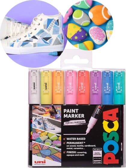 Uni POSCA PC-1M Extra-Fine tusjer Pastell - 8 farger