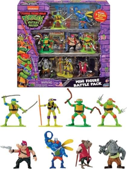 Turtles Mutant Mayhem figurpakke med 8 minifigurer - 5 cm
