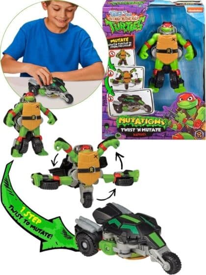 Turtles Mutant Mayhem Raphael 2-i-1 figur og kjøretøy