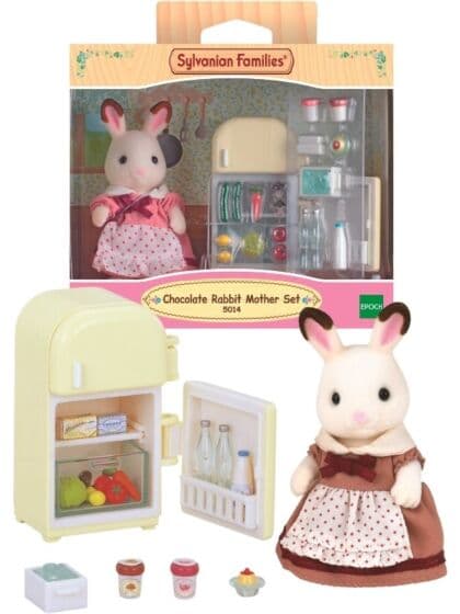 Sylvanian Families Chocolate kanin mammasett - figursett med kanin, kjøleskap og tilbehør