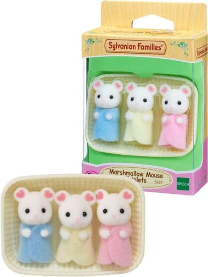 Sylvanian Families Marshmallow Musetrillinger - 3 babyfigurer med kurv