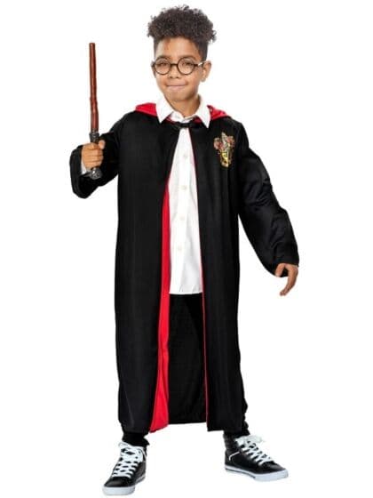 Harry Potter kostyme – 5–8 år - 128 cm – utkledning med kappe, tryllestav og briller