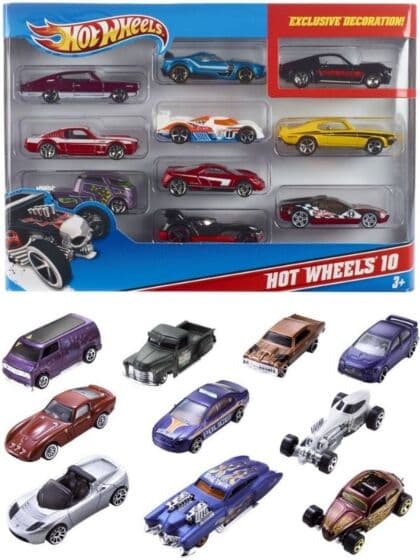 Hot Wheels 10 pk metallbiler - med 1 eksklusiv bil