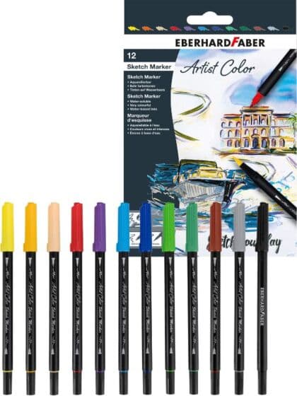 Eberhard Faber Artist Color dobbeltsidige fargetusjer - 12 vannfarger