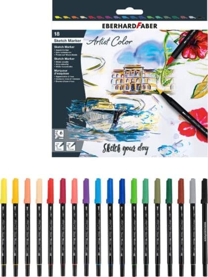 Eberhard Faber Artist Color dobbeltsidige fargetusjer - 18 vannfarger