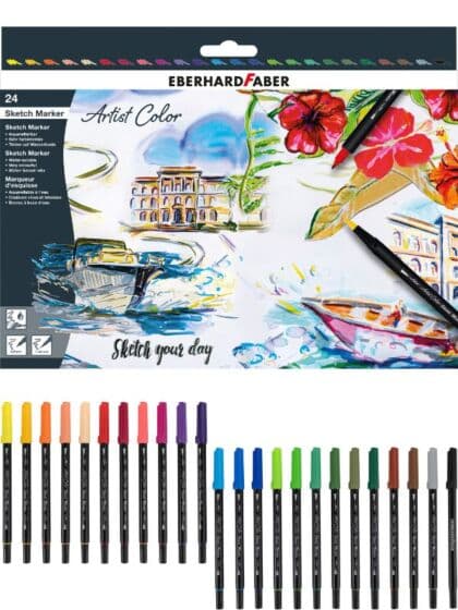 Eberhard Faber Artist Color dobbeltsidige fargetusjer - 24 vannfarger