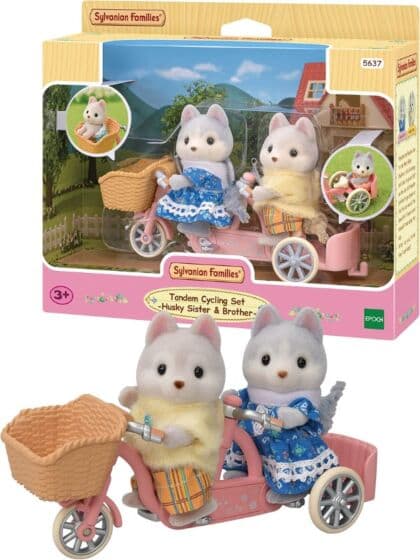 Sylvanian Families Tandemsykkel figursett - Husky bror og søster