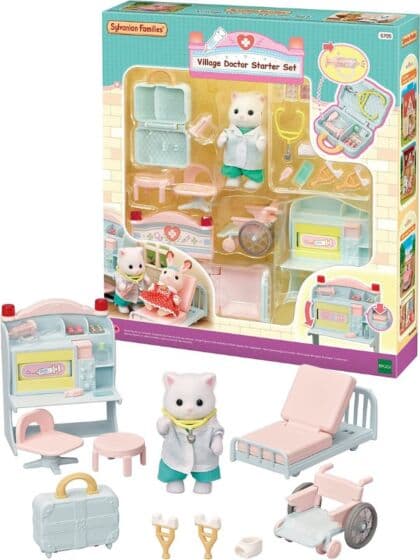 Sylvanian Families Landsbydoktor startsett - figursett med kattefigur og masse tilbehør