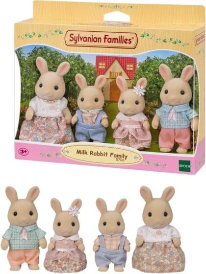 Sylvanian Families Milk Rabbit Familie - 4 figurer