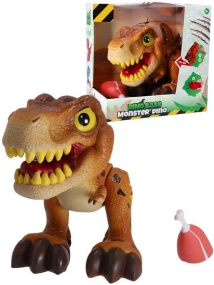 Dino Groot – interaktiv brun dinosaur med lyd og lys