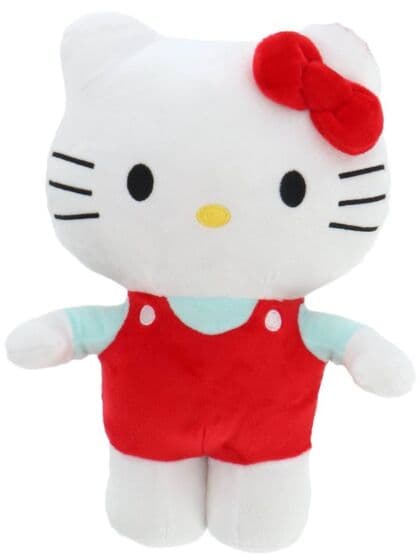 Hello Kitty kosebamse 30 cm – dukke i rød kjole