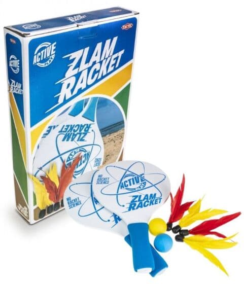 Tactic Zlam racket - strandtennis med 2 racketter, 4 fjærballer og 2 plastballer