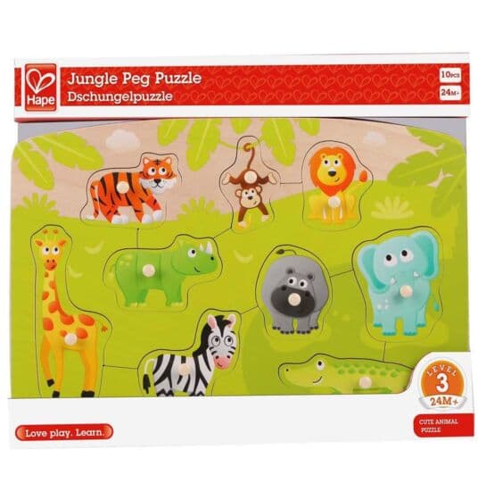 Hape jungeldyr knottepuslespill 9 brikker - puslespill i tre