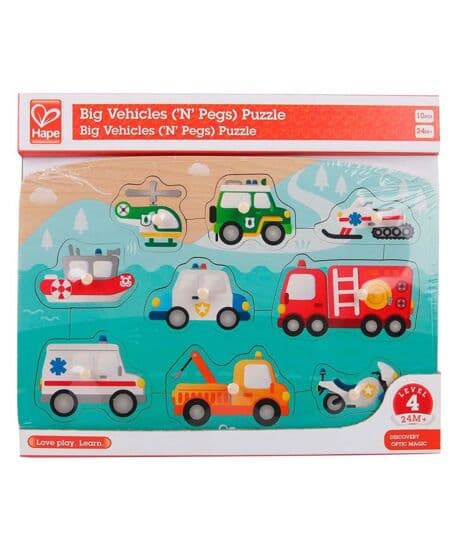 Hape knottepuslespill utrykningsbiler 10 brikker - puslespill i tre