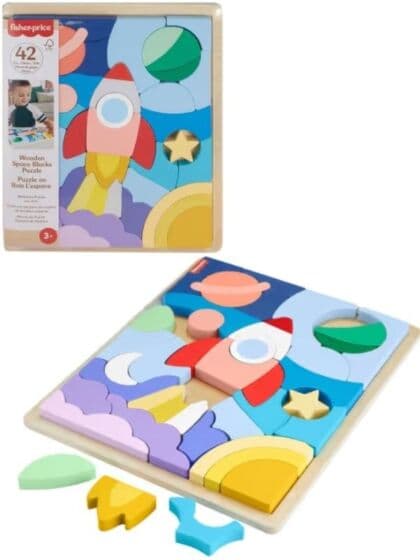 Fisher-Price Wooden Space puslespill - trepuslespill med 42 brikker