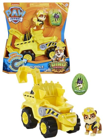 PAW Patrol Dino Rescue Deluxe Vehicle Rubble - Kjøretøy, figur og dino-overraskelse