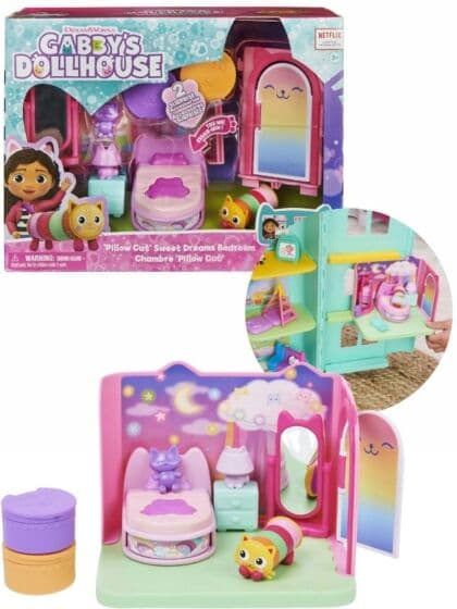 Gabbys Dukkehus – Pillow Cat sitt soverom med møbler og overraskelser