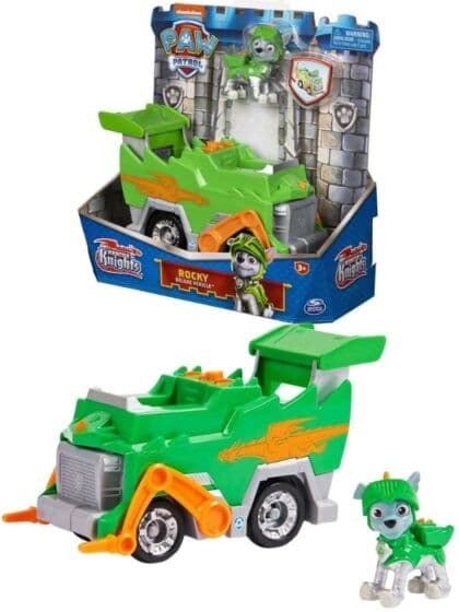 PAW Patrol Rescue Knights kjøretøy med figuren Rocky - 22 cm