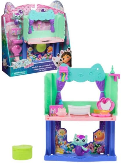 Gabbys Dukkehus balkonglekesett - baderom med MerCat-figur og 8 tilbehør
