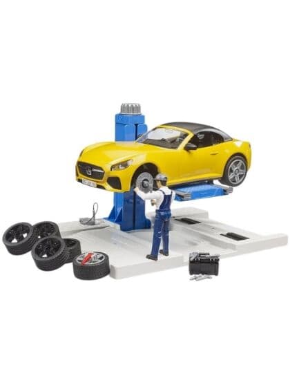 Bruder bworld bilverksted med roadster og mekaniker – 62112