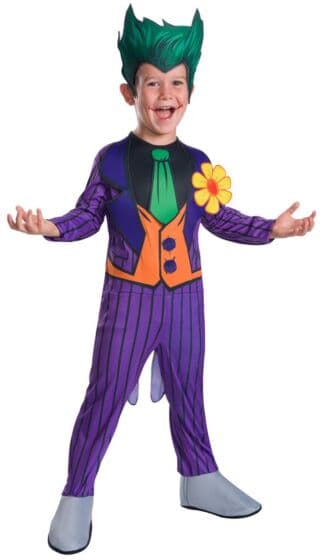 Batman The Joker kostyme - medium - 8-10 år - heldrakt med skoovertrekk og hodeplagg