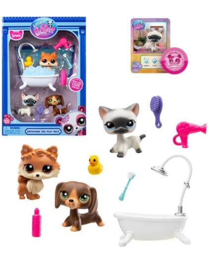 Littlest Pet Shop Grooming Spa - lekesett med 6 tilbehør og samlekort