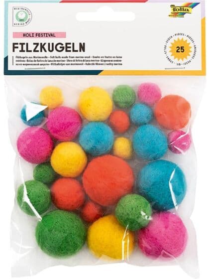 Folia Ullkuler i merinoull - 25 stk i fem ulike farger
