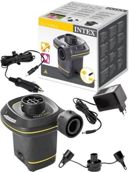 Intex bærbar elektrisk quick-fill pumpe til oppblåsbare produkter - 3 munnstykker