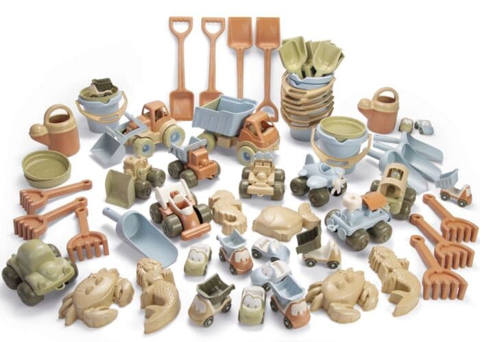 Dantoy BIO sandkassesett med kjøretøy - laget i svanemerket bioplast - 62 deler