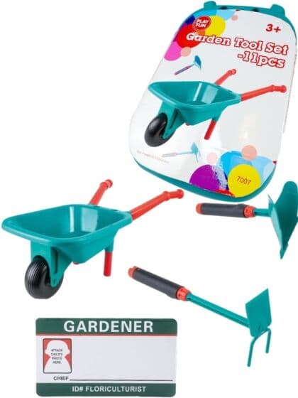 Play Fun Hageutstyr i sett - trillebår med redskaper