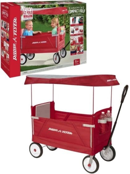 Radio Flyer sammenleggbar 3-i-1 vogn med tak