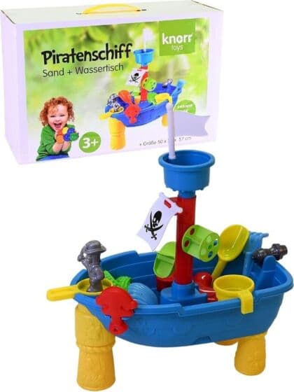Piratskip sand og vannlekebord med tilbehør