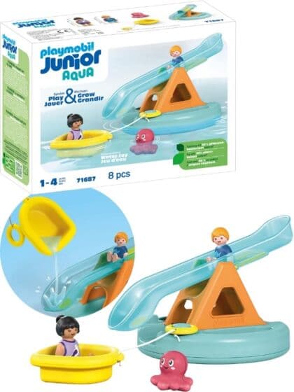 Playmobil JUNIOR Aqua: Vannsklie og dumphuske med båt 71687 - Badeleke