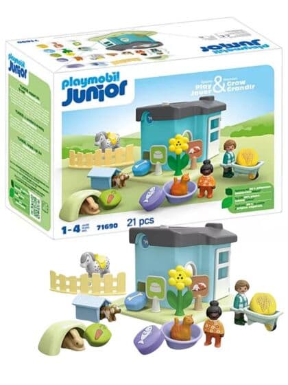Playmobil JUNIOR: Dyrepensjonat med godbit-dispenser – interaktivt lekesett