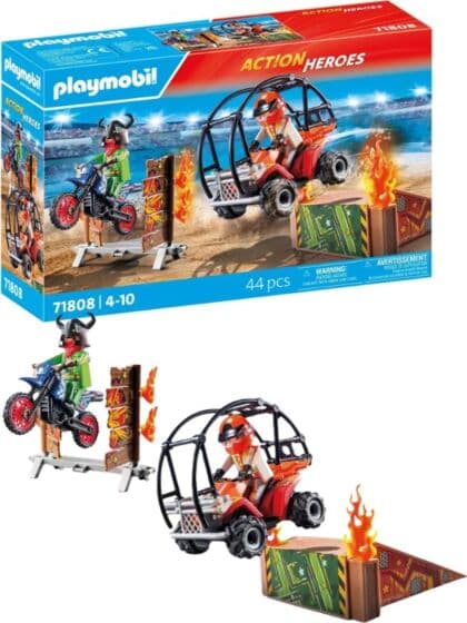 Playmobil Action Heroes Stunt-utøvere med firhjuling og motorsykkel 71808
