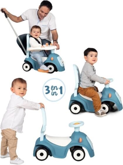Smoby Maestro Ride-on - 3i1 lær-å-gå bil med skyvestang - blå