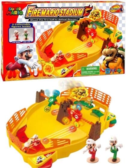 Nintendo Super Mario Fire Mario Stadium - Bordspill - Skyt ildballen for å beseire Bowser