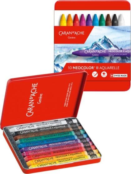 Caran d'Ache Neocolor II vannoppløselige voksoljepasteller - 10 fargestifter